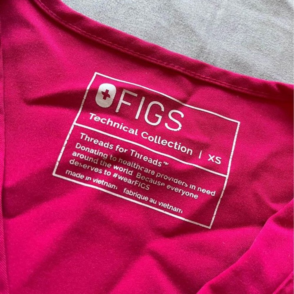 FIGS scrubs - hot pink with indigo drawstring